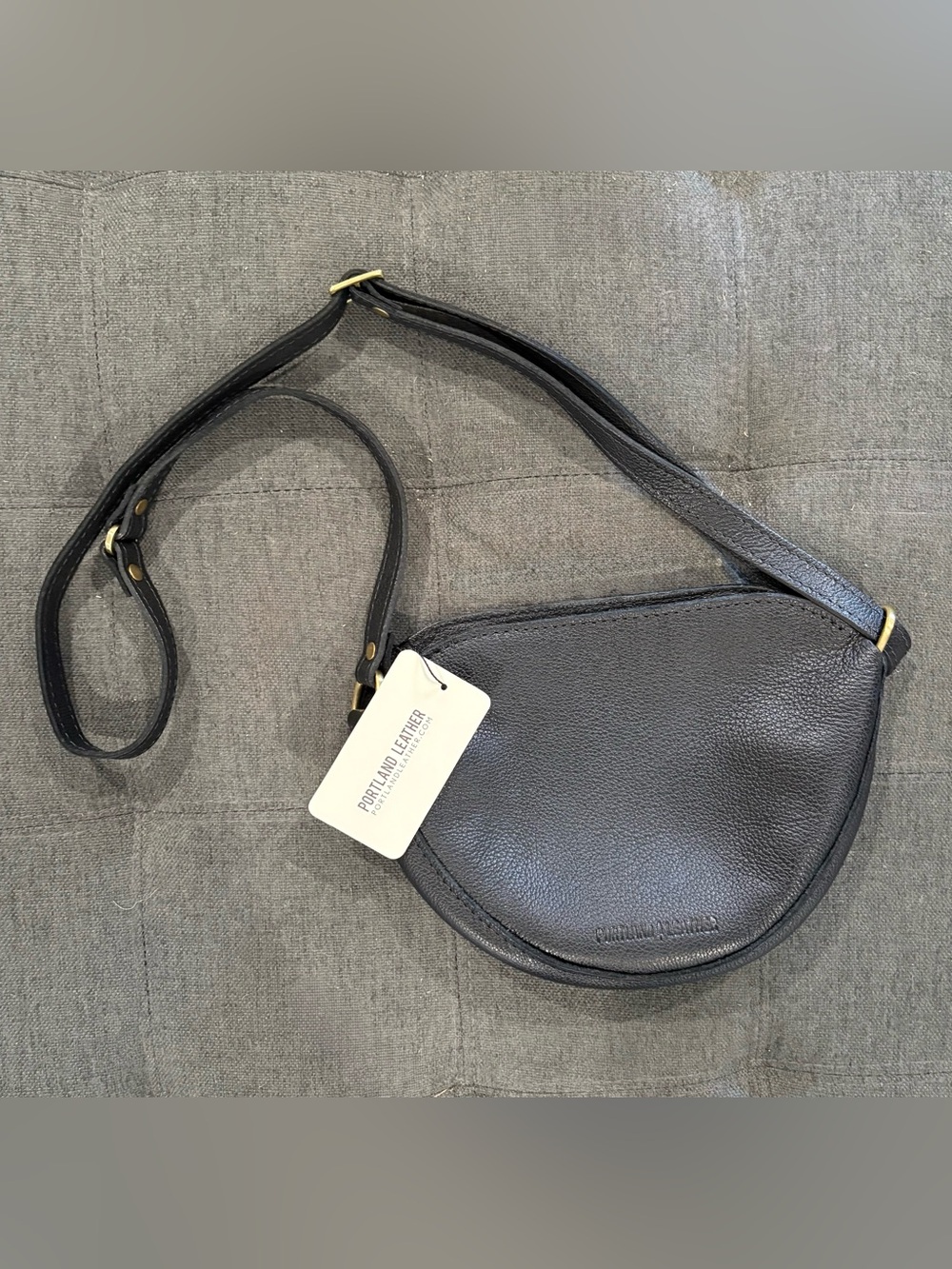 Portland Leather Koala Sling Bag Black Leather Crossbody